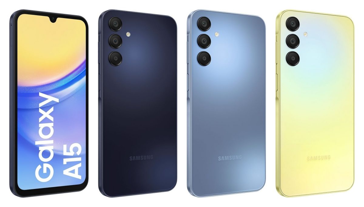 Samsung Galaxy A15 eri väreissä.