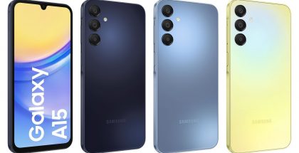 Samsung Galaxy A15 eri väreissä.