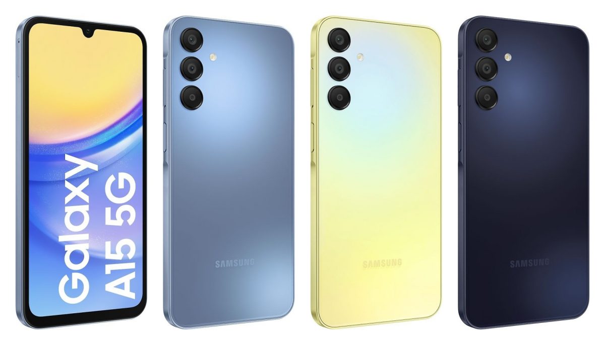 Samsung Galaxy A15 5G eri väreissä.