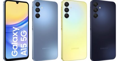 Kuvassa Samsung Galaxy A15 5G eri väreissä.