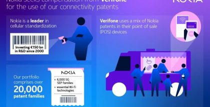 Nokia hakee Verifonelta korvauksia sen patentoimien teknologioiden käytöstä maksupäätteissä.