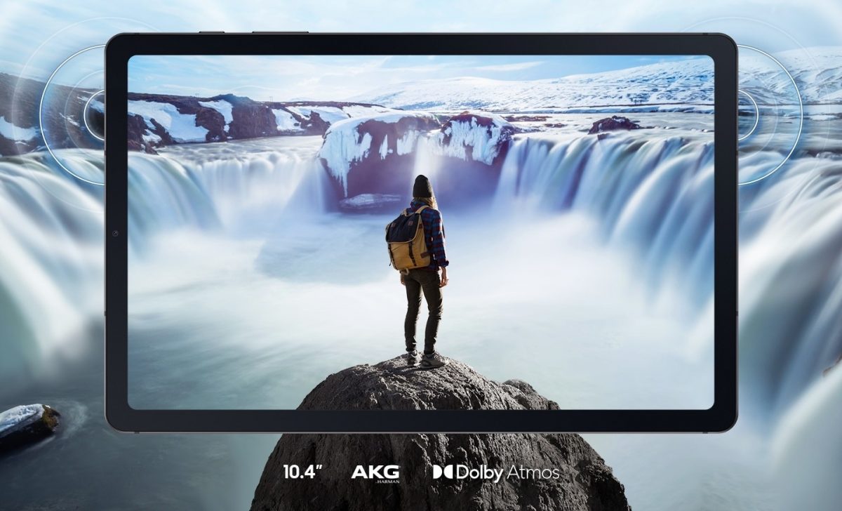 Galaxy Tab S6 Lite (2024) tarjoaa edelleen 10,4 tuuman näytön sekä AKG-stereokaiuttimet ja Dolby Atmos -tuen.