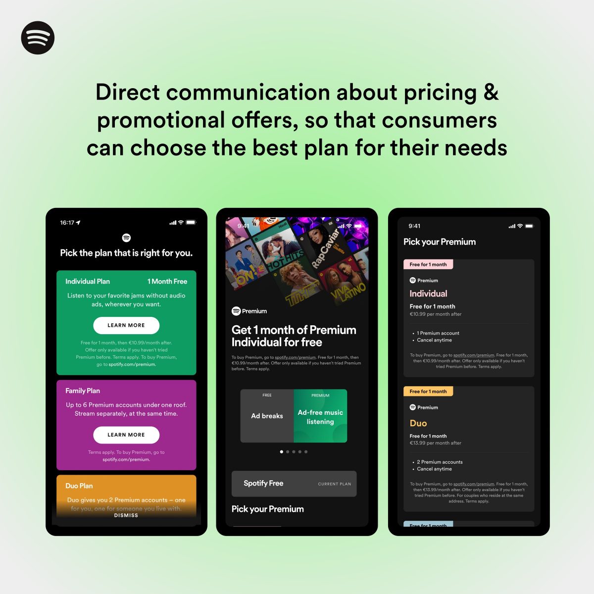 Euroopan komission päätöksen perusteella Spotify pyrkii tuomaan iPhone-sovellukseensa näkyviin tiedot tilaustensa hinnoista ja tarjouksistaan.