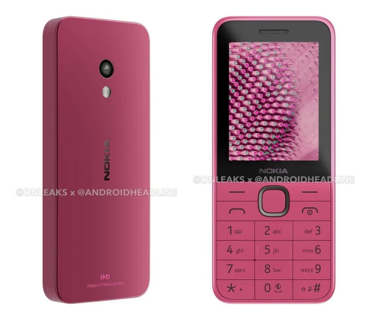 Nokia 225 4G (2024) pinkkinä. Kuva: OnLeaks / Android Headlines.