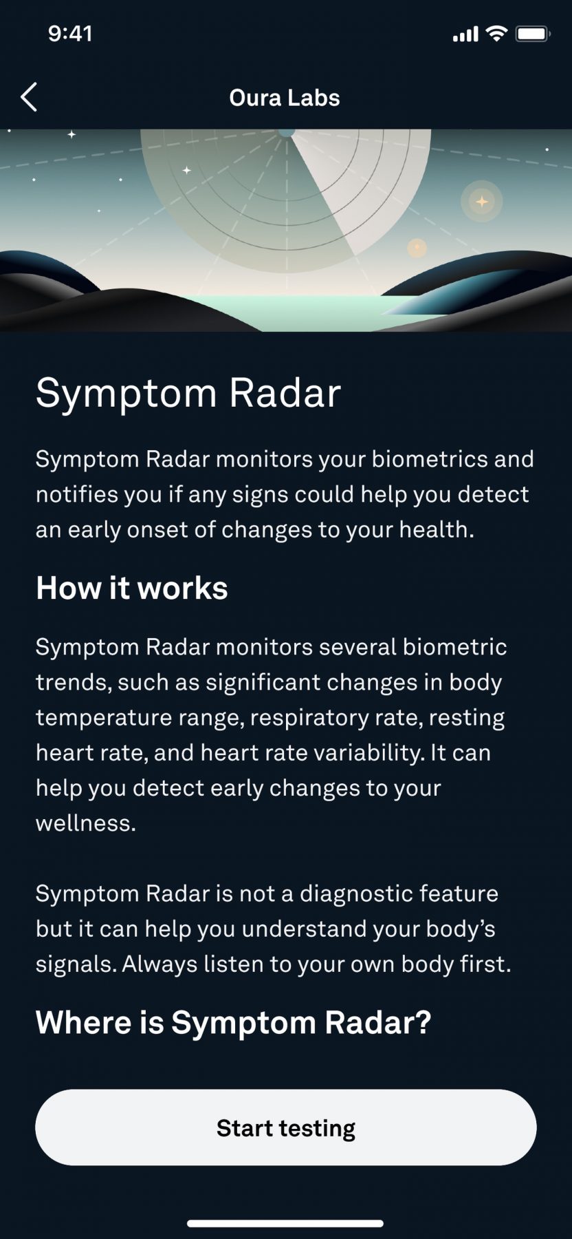 Sympton Radar on uusi Oura Labs -ominaisuus.