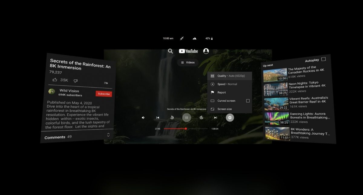 YouTube VR Metan Quest 3 -laseilla tukee nyt 8K-videoita.