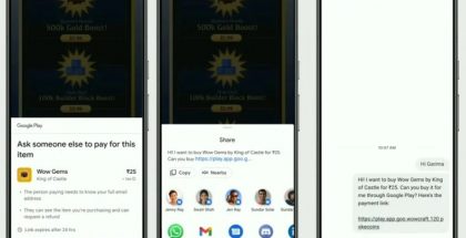 Uusi Google Play -toiminto mahdollistaa maksun jakamisen toisen käyttäjän maksettavaksi. Kuva: Android Authority.