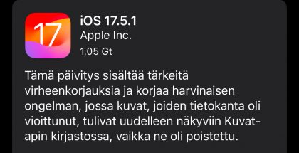 iOS 17.5.1 on nyt ladattavissa.