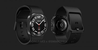 Samsung Galaxy Watch7 Ultran mallinnos edestä ja takaa. Kuva: OnLeaks / Smartprix.