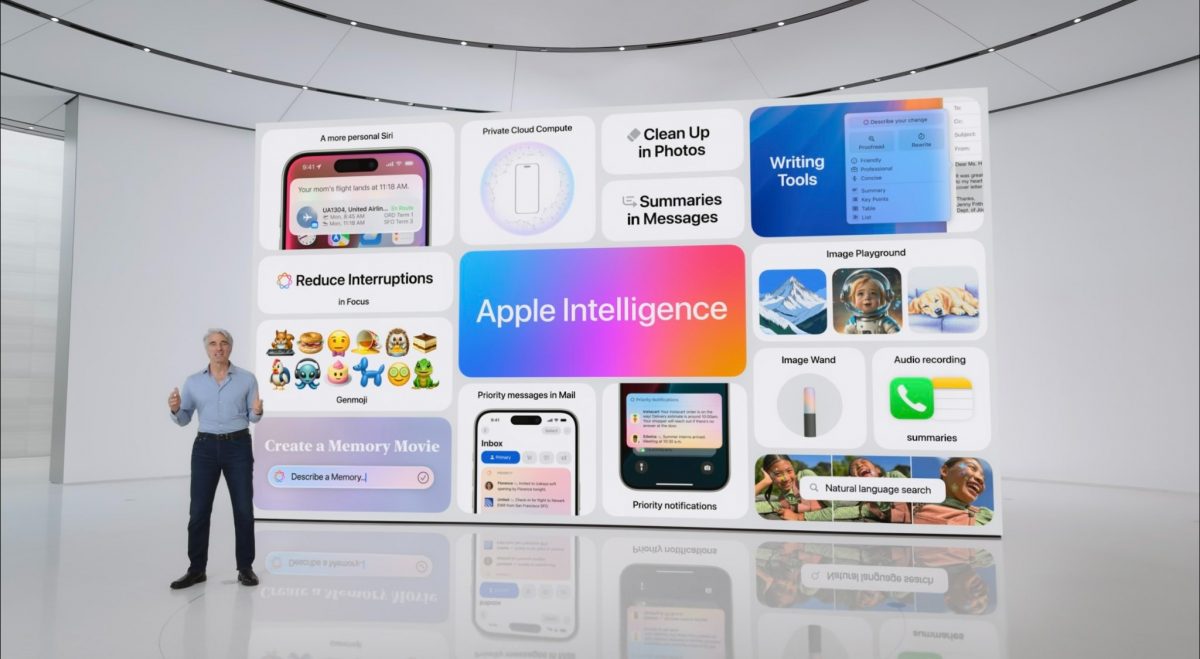 Applen ohjelmistokehityksen johtaja Craig Federighi esitteli Apple Intelligencen.