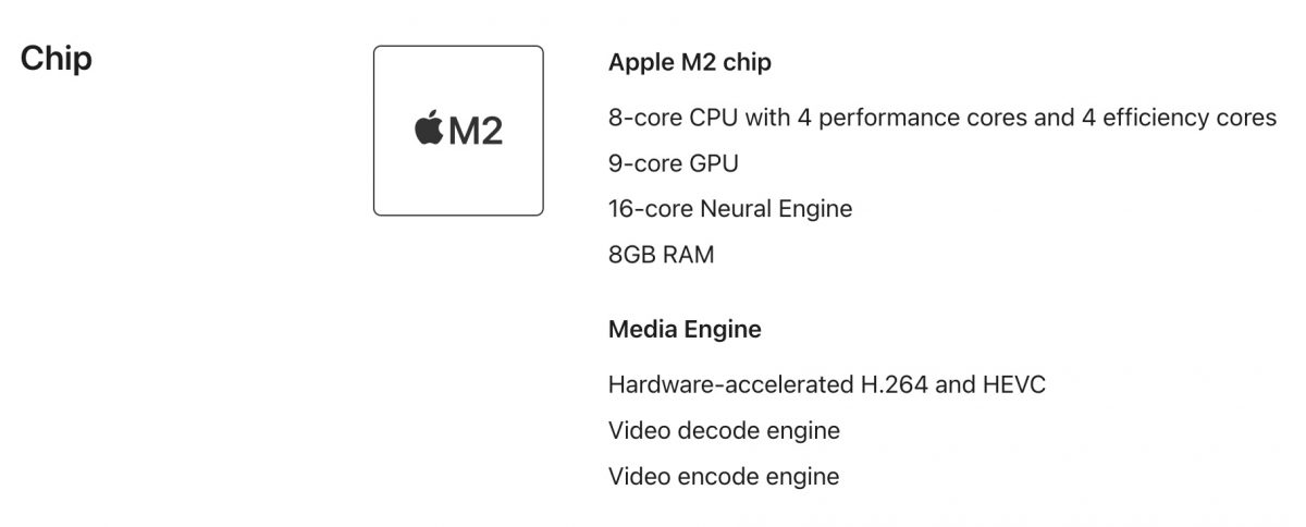 Tuotesivuillaan Yhdysvalloissa Apple kertoo nyt uuden iPad Airin sisältävän M2-piirin 9-ytimisellä grafiikkasuorittimella.