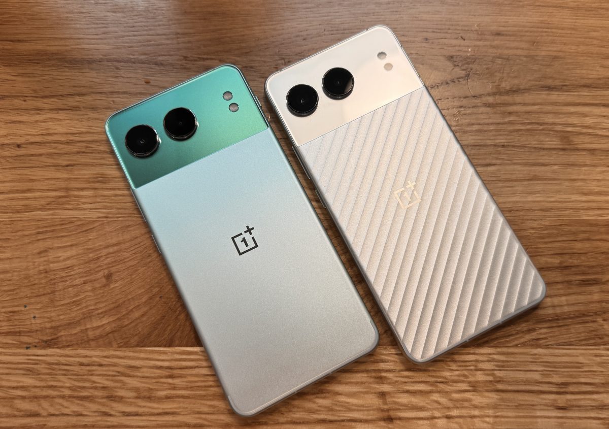 OnePlus Nord 4:n vihreässä värivaihtoehdossa kaksisävyinen viimeistely näkyy hyvin.