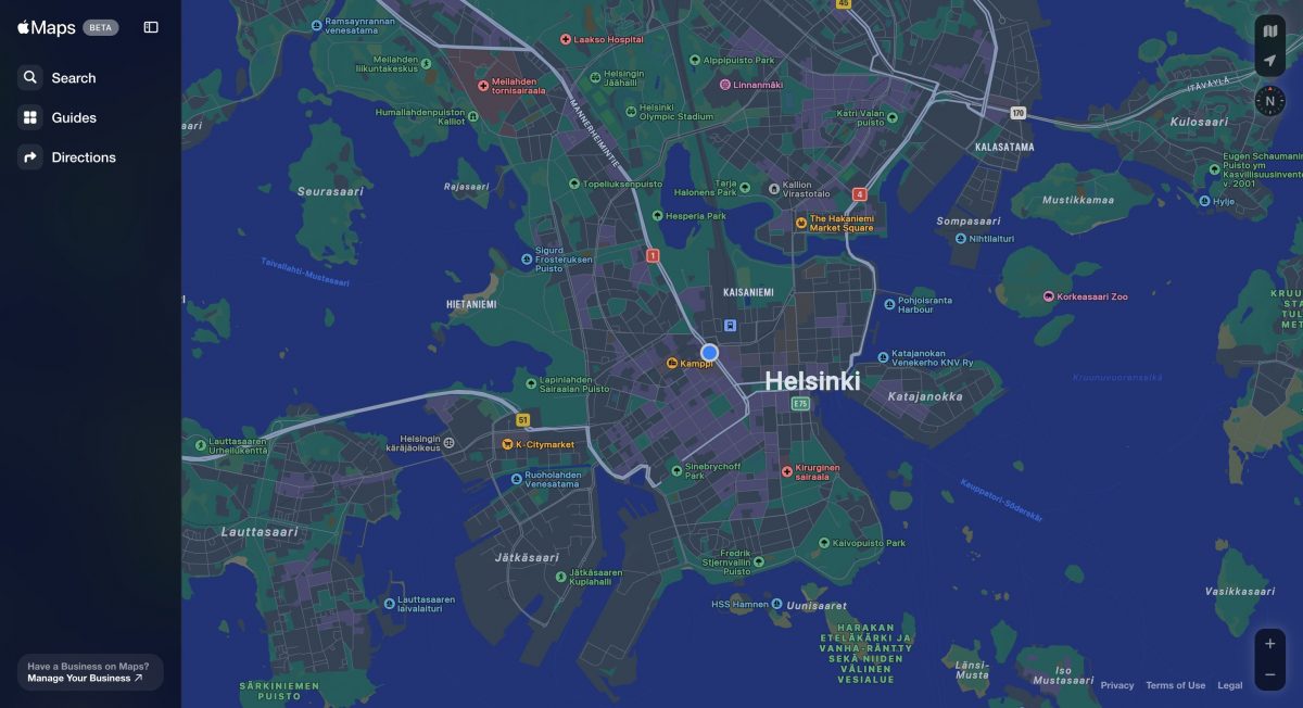 Apple Mapsin selainversio on nyt käytettävissä, vielä Beta-leiman alla.