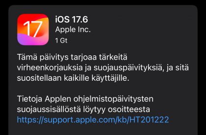 iOS 17.6 on nyt ladattavissa.