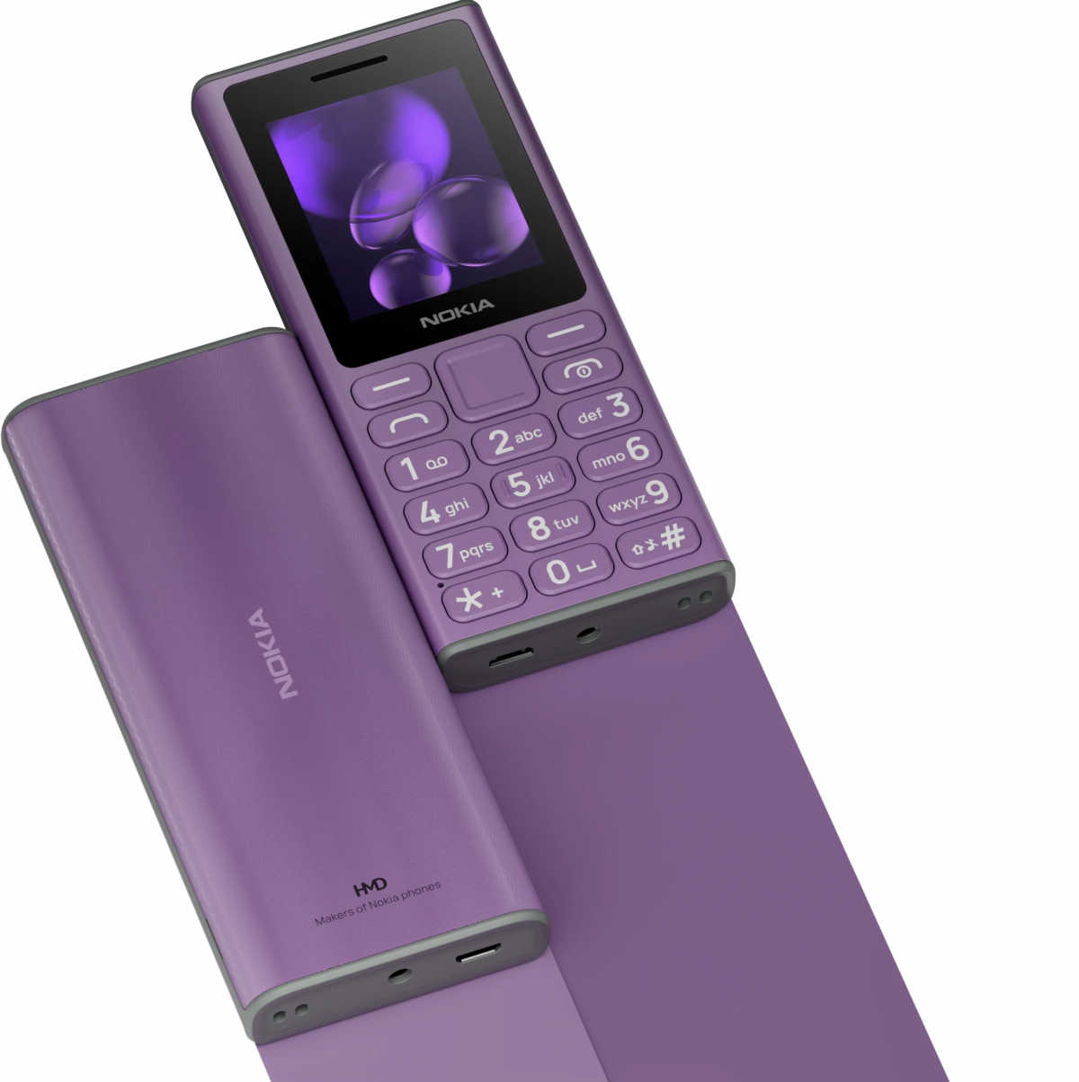 Nokia 105 (2024) violettina värivaihtoehtona.