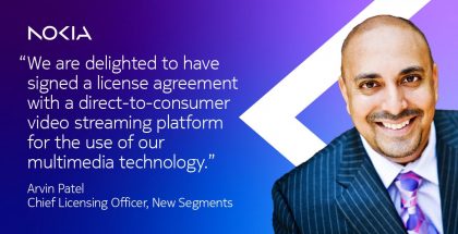 Nokia-johtaja Arvin Patel iloitsee patenttilisensoinnin laajentumisesta suoratoistopalveluihin.