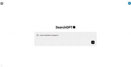 SearchGPT:n etusivu on yksinkertainen.