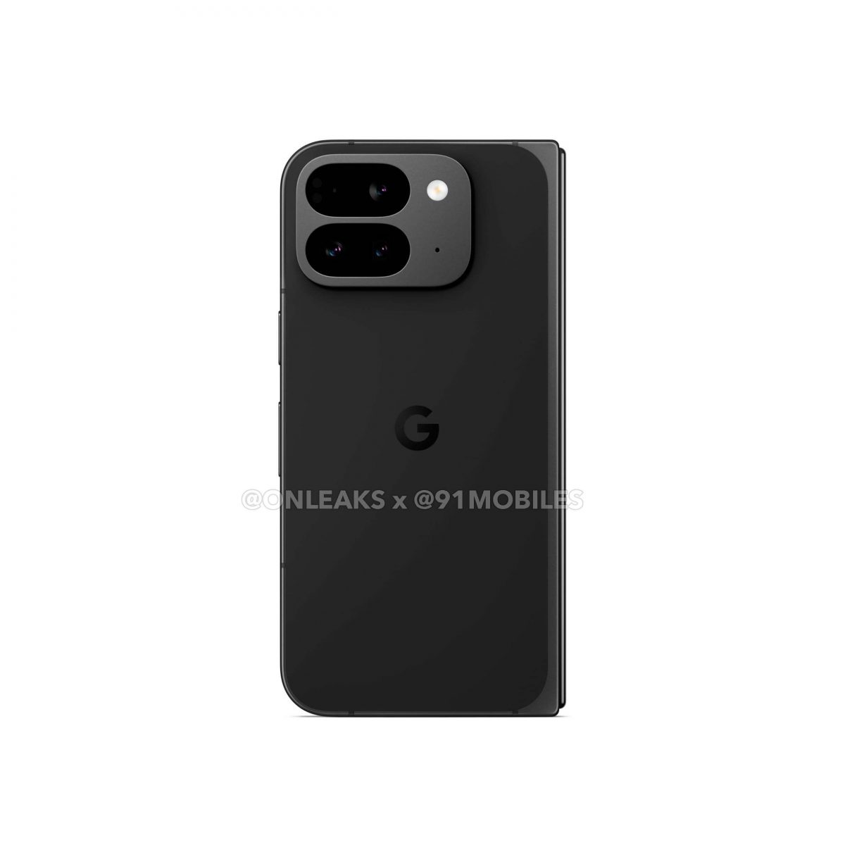 Pixel 9 Pro Fold takaa. Kuva: OnLeaks / 91mobiles.