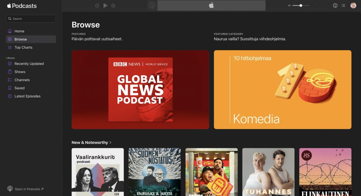 Apple Podcasts -verkkopalvelu.