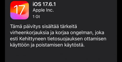 iOS 17.6.1 on nyt ladattavissa.