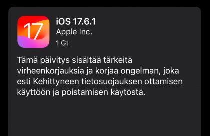 iOS 17.6.1 on nyt ladattavissa.