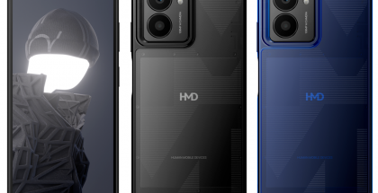 HMD Fusion ja Casual Outfit -kuoret läpinäkyvänä ja sinisenä.