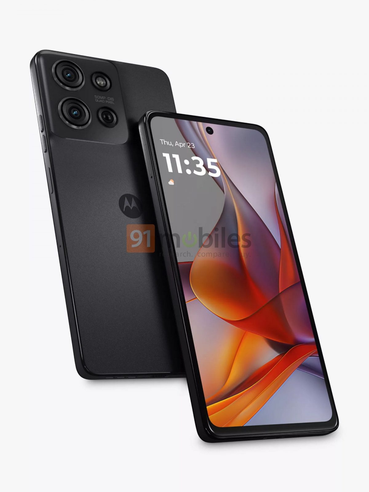 Moto G75 5G mustana. Kuva: 91mobiles.