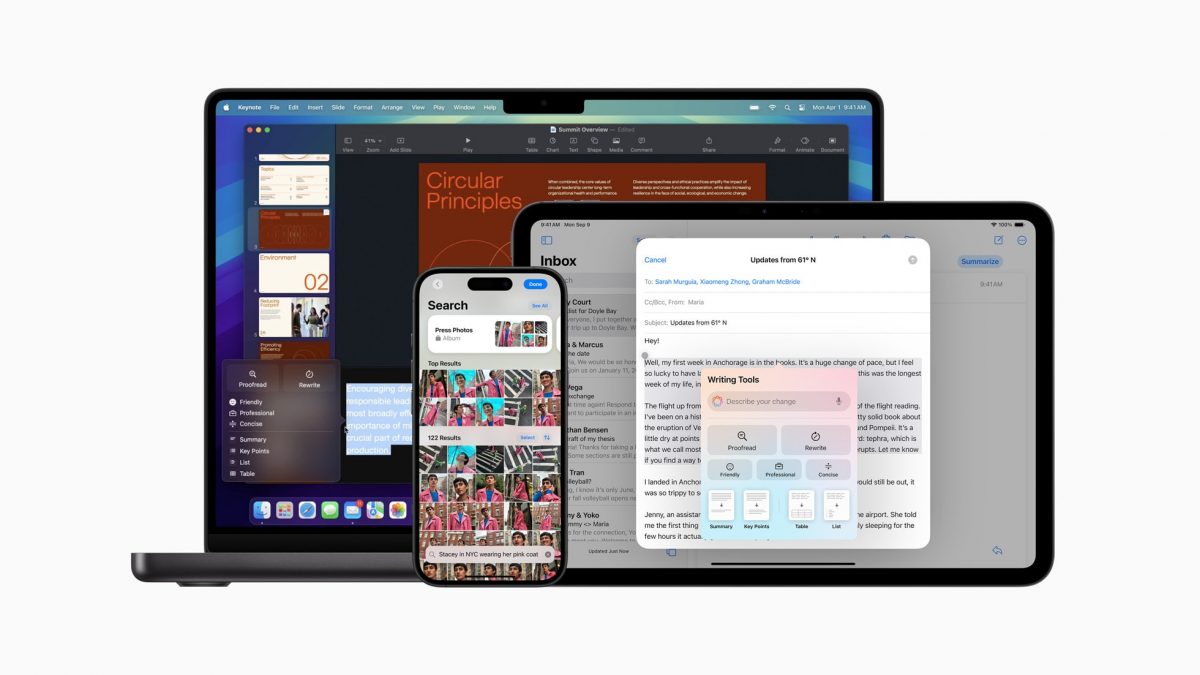 Apple Intelligence iOS ja iPadOS 18.1:ssä ja macOS Sequoia 15.1:ssä.