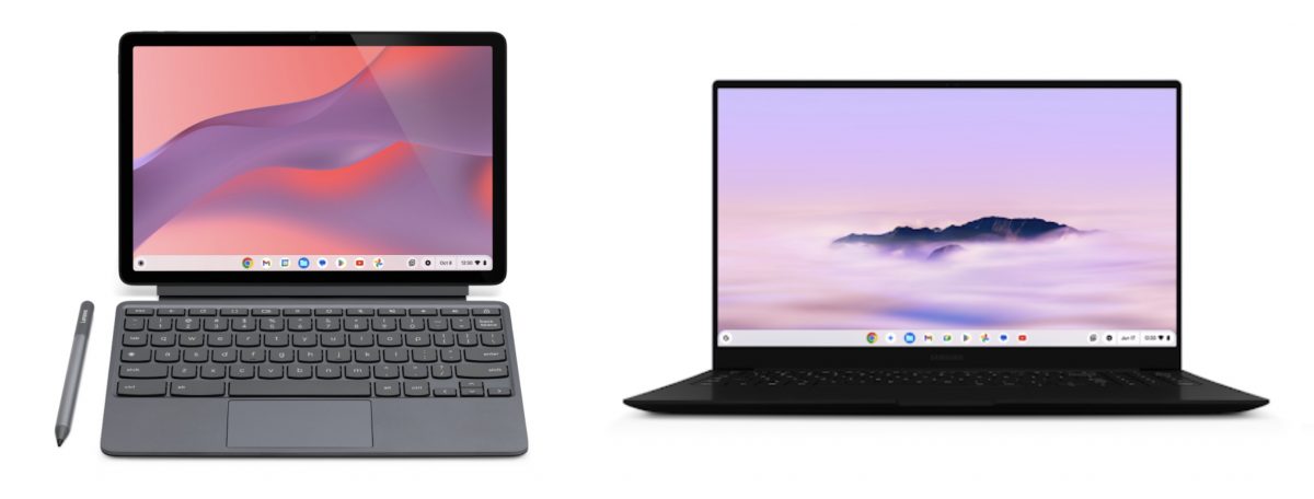 Lenovo Chromebook Duet 11" ja Samsung Chromebook Plus.