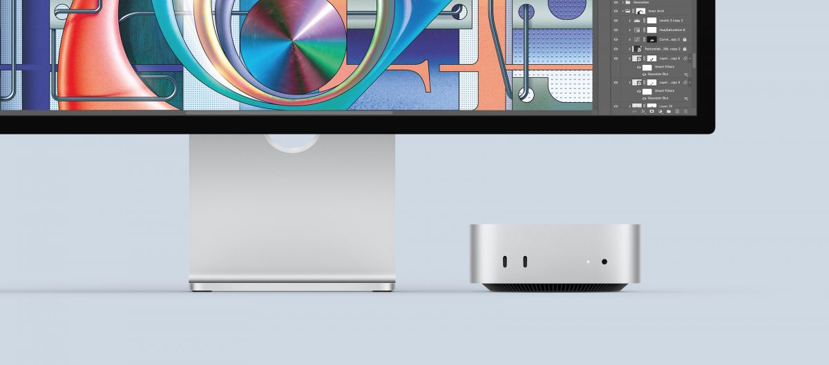 Mac mini yhdessä Apple Studio Display -näytön kanssa.