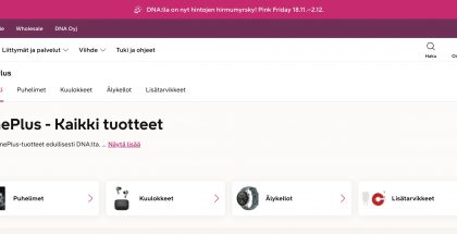 DNA tarjoaa alennuskoodilla 20 euron edun OnePlus-tuotteista.