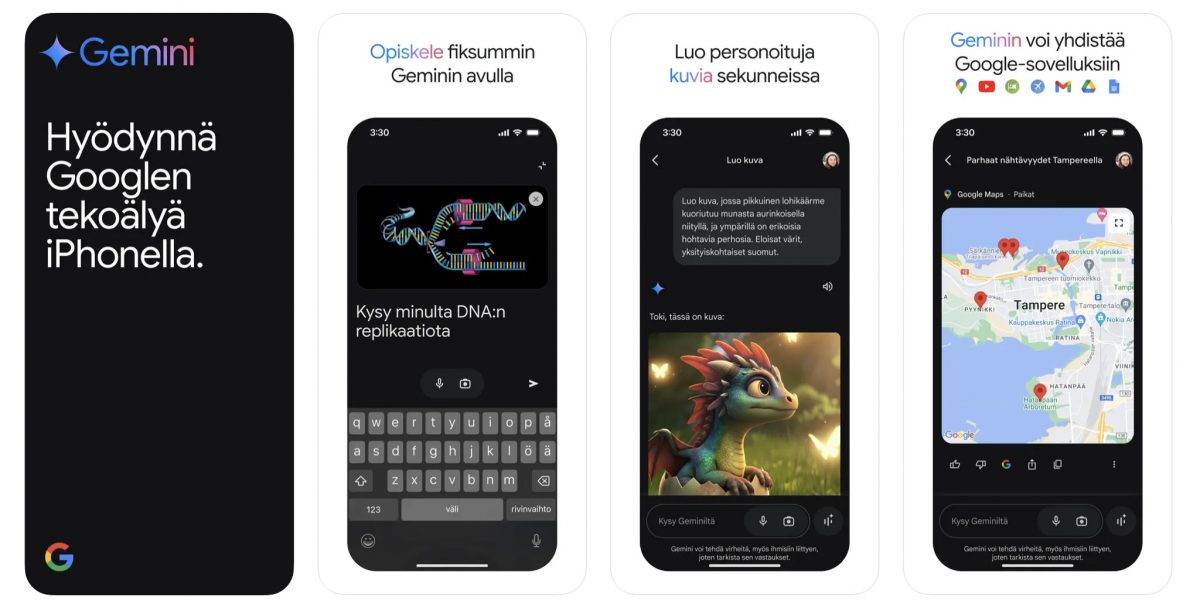 Google Gemini -sovellus iPhonelle.