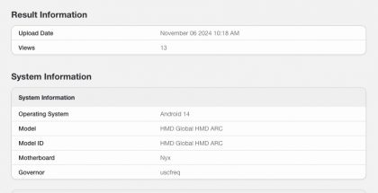 HMD Arc paljastui GeekBench-suorituskykytestistä.