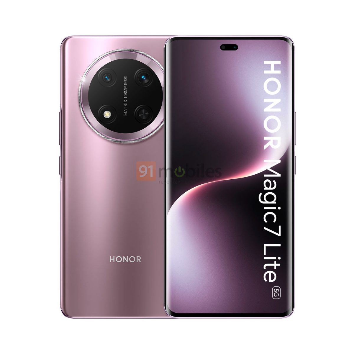 Honor Magic7 Lite pinkkinä. Kuva: 91mobiles.