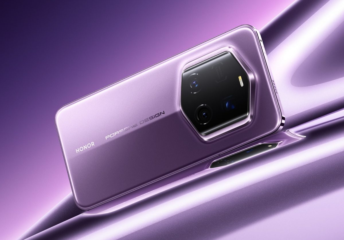 Honor Magic7 RSR Porsche Design violettina värivaihtoehtona.