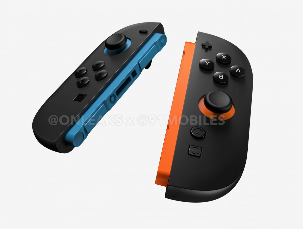 Nintendo Switch 2:n Joy-Con-ohjaimet mallinnoskuvassa. Kuva: OnLeaks / 91mobiles.