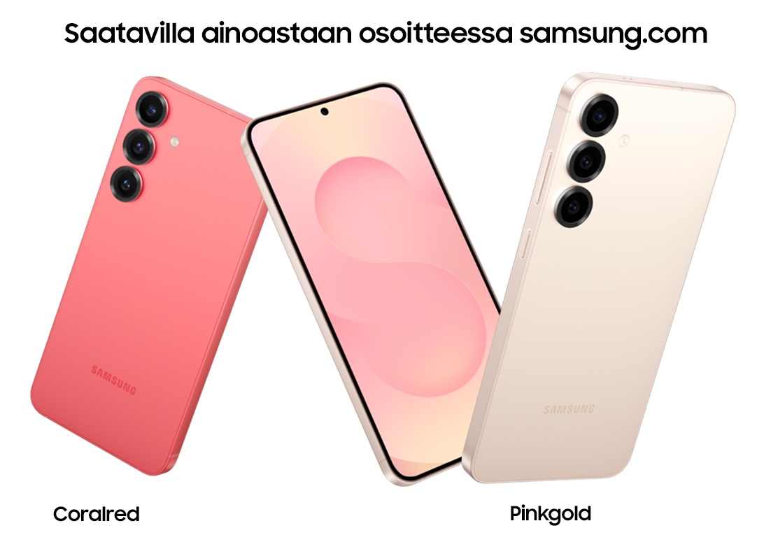 Samsung Galaxy S25:n ja S25+:n erikoisvärit Suomessa ovat Coralred ja Pinkgold.