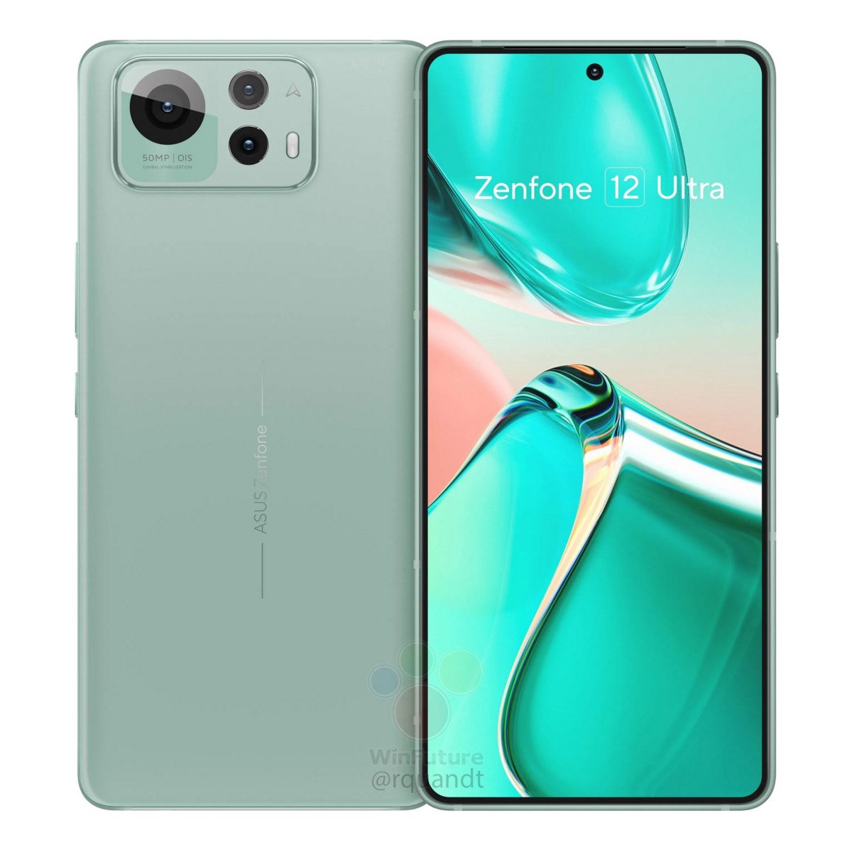 Asus Zenfone 12 Ultra vaaleanvihreänä. Kuva: WinFuture.de.