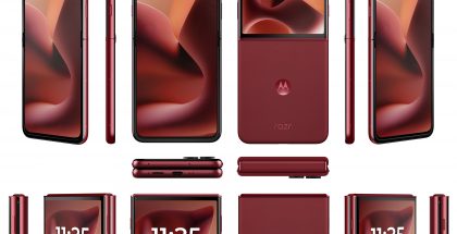 Motorola Razr 60 Ultra -nimellä odotettu taittuvanäyttöinen puhelin Rio Red -värissä. Kuva: Evan Blass / X.