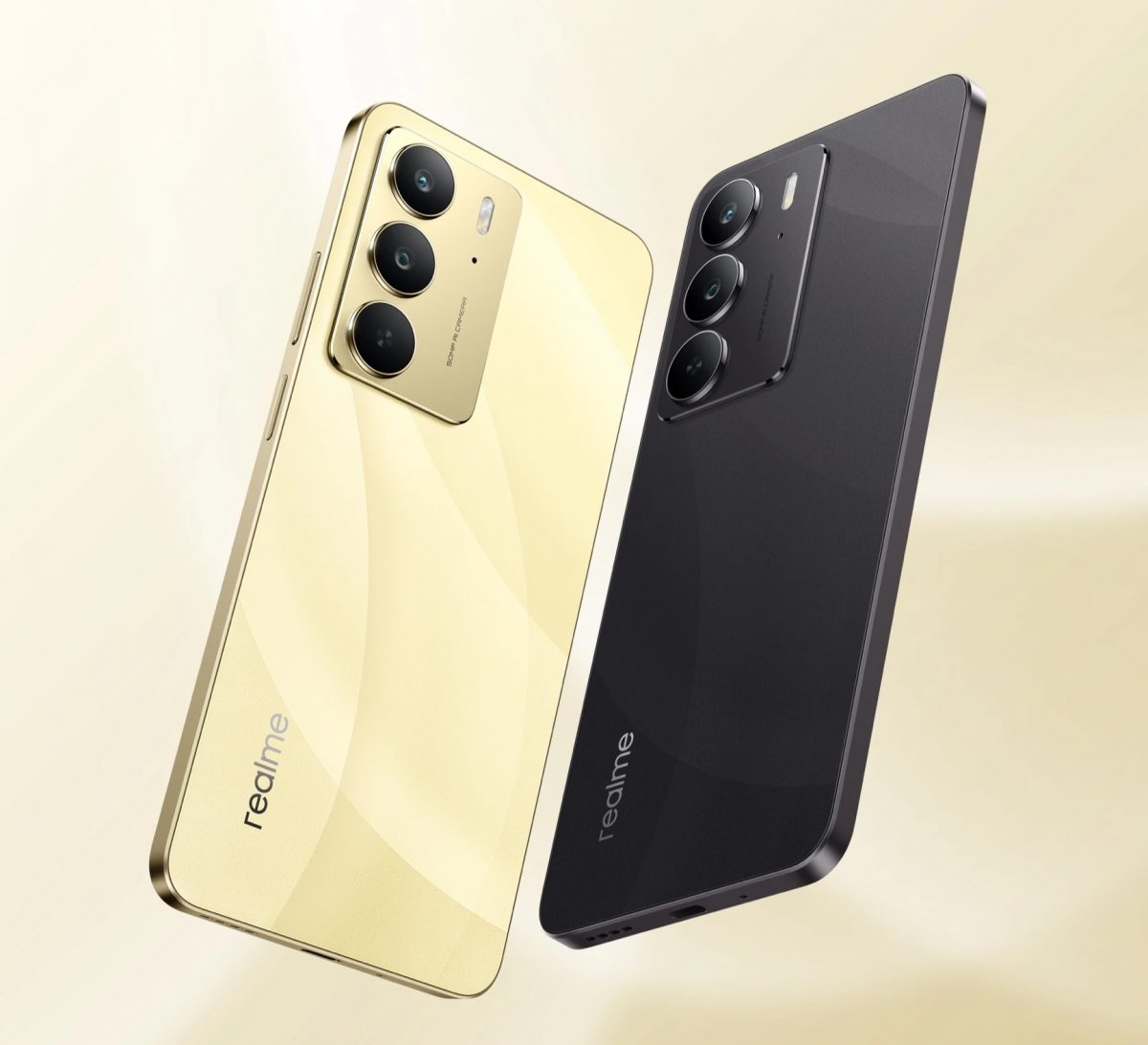 Realme C75 kahtena värivaihtoehtona.