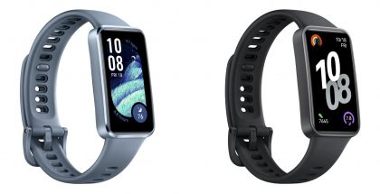 Sininen Huawei Band 10 alumiinirungolla ja musta Huawei Band 10 Active polymeerirungolla.