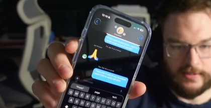 Mallinnos iOS 19:n Viestit-sovelluksesta voi kertoa uudistuvasta painiketyylistä, joka sisältää kiiltävän lasiefektin. Kuva: Jon Prosser / Front Page Tech.
