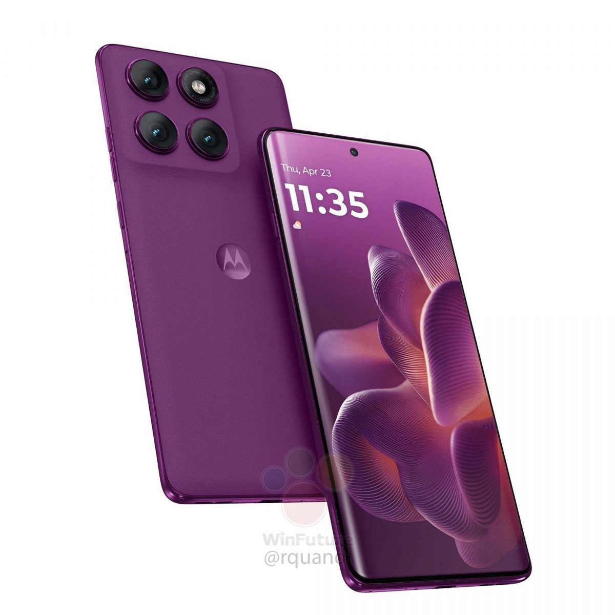 Tuleva Motorola-puhelin, mahdollisesti Edge 60 Pro, violettina värivaihtoehtona. Kuva: WinFuture.de.