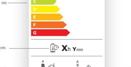 Esimerkki älypuhelimen energiamerkinnästä.