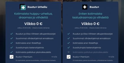 Ruutu+:n tilaukset jatkossa.