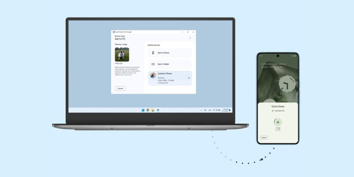 Quick Share -pikajako Windowsille.