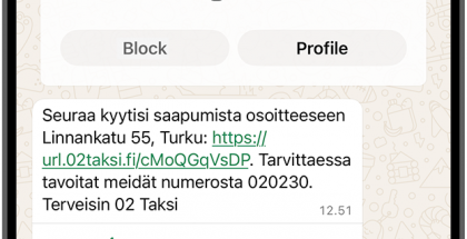 02 Taksi hyödyntää jatkossa WhatsAppia viestintään.