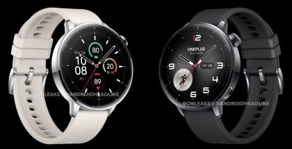 OnePlus Watch 43 mm kahtena värivaihtoehtona. Kuva: OnLeaks / Android Headlines.