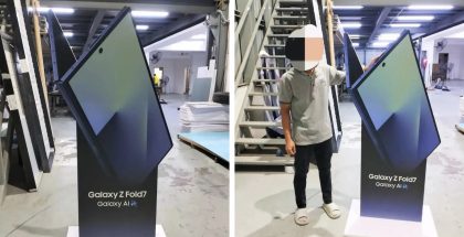 Samsung Galaxy Z Fold7:n myymäläkaluste vahvisti mallinimen ja ohuen designin.