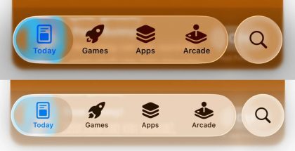 Yllä iOS 26 beta 2 ja alla iOS 26 beta 3. Navigaatiopalkeissa lasimaisuus on vähentynyt ja jopa kadonnut. Kuva: 9to5Mac.